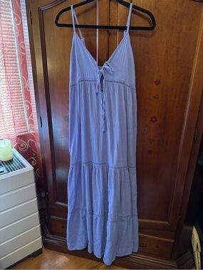 Light Periwinkle Tiered Maxi Dress with Spaghetti Straps
